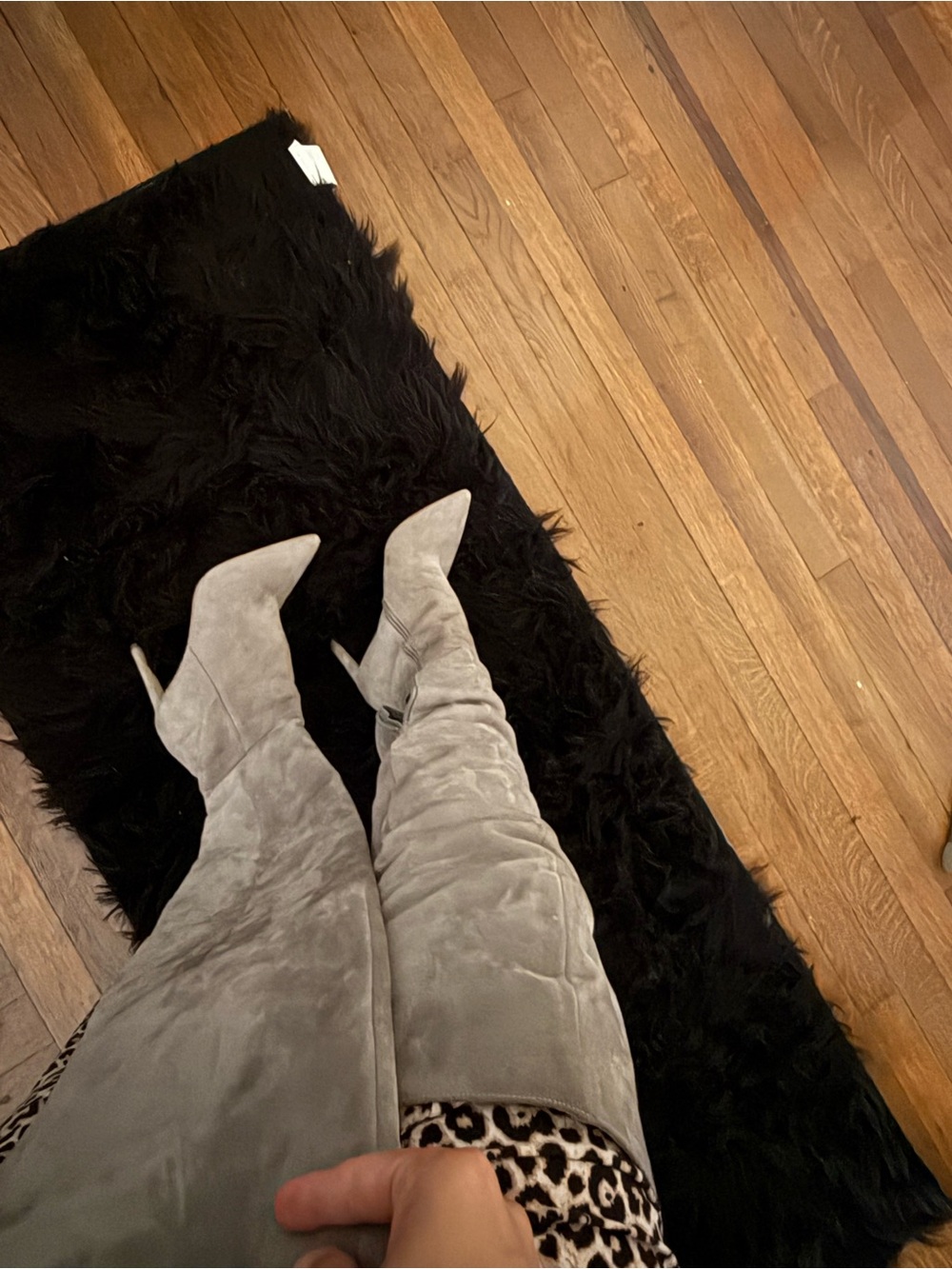 Over-the-Knee Suede Stiletto Boots in Grey